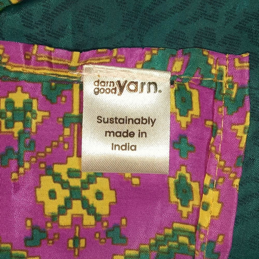 Darn Good Yarn Vibrant Teal Purple Square Rhinestone Bandana Scarf Made In India - Picture 7 of 12